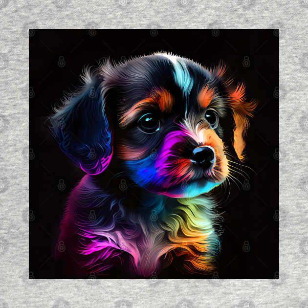 Puppy Artwork Design. Dog Art by Flowers Art by PhotoCreationXP